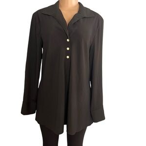 Hinson Wu Black Long Sleeve Elegant Button Down Blouse